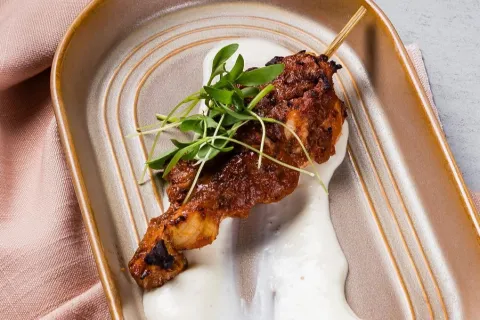 Chicken cacciatore skewer